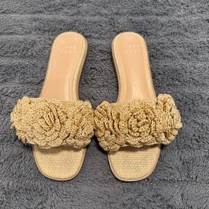 a new day Tan Floral Woven Sandals